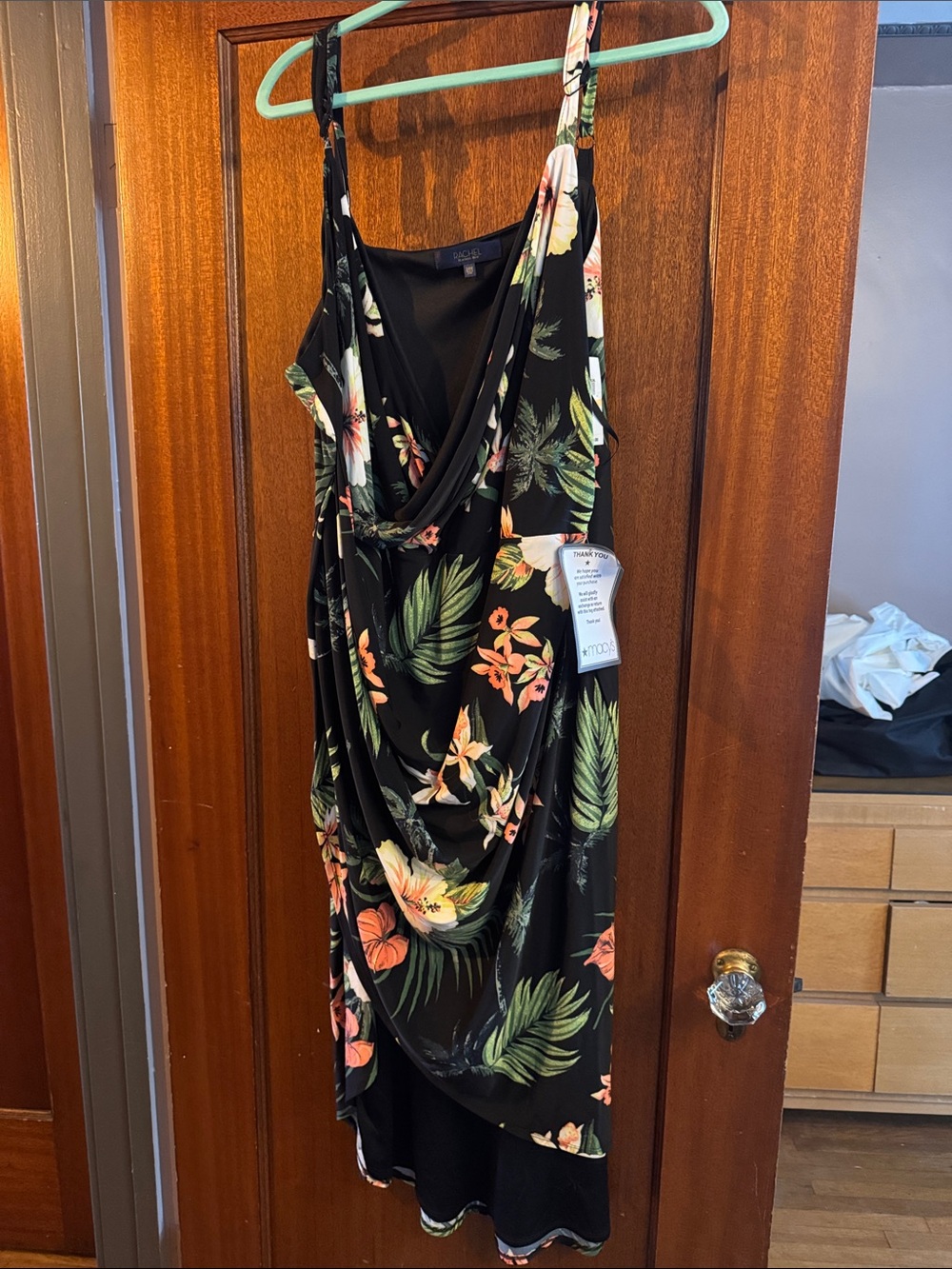 Rachel Black Floral Tropical Midi Dress
